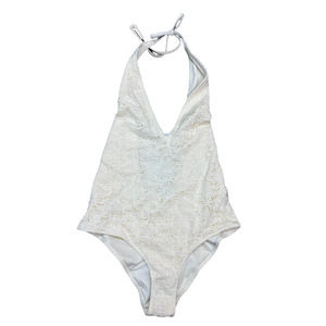 H&M Cream Lace Halter One Piece Swimsuit Size 12